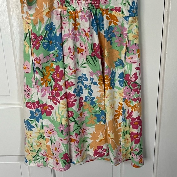 NWT Old Navy Linen Blend Pink/Orange Floral Fit & Flare Cami Mini Dress Size XS - Picture 9 of 16